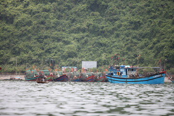 Floating Fishing Village In The Ha Long Bay. Cat Ba Island, Vietnam Asia. Cat Ba, Vietnam - March 5, 2020
