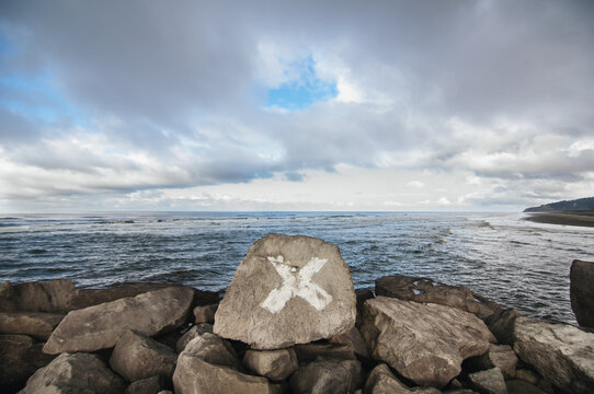 X marks the spot near the Pacific Ocean