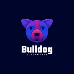 Vector Logo Illustration Bulldog Gradient Colorful Style.