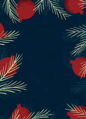 Fototapeta na wymiar Textured Christmas Holiday season background with pomegranates 