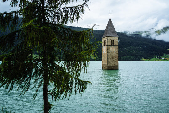 Steeple in the lake