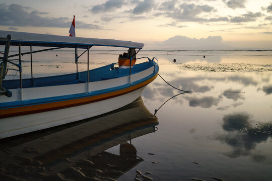 Bow End of a Bali Pleasure Boat Moored at Sanur