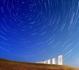 Stars rotaion above monument, north star long exposure