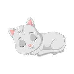 Cute cat sleeping on while background
