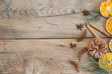 Top view bottles and ingredients. Background