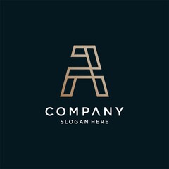 Letter A logo with modern shape and line art style vector part 4