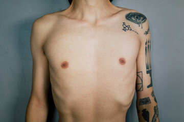 Screaming skinny man body