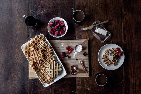 Spread Of Waffle Dish Ingredients