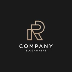 Letter R logo with combine modern shape and line art style vector part 5