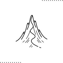 Mountain top vector icon in outline