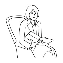 Woman reading a book. Line art vector illustration