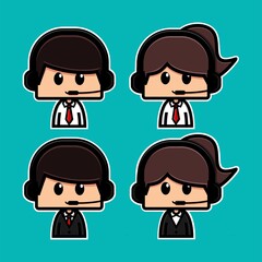 Operator employee cute characters. Call center cartoon. Customer service. Illustration vector