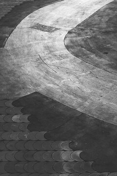 Dirty asphalt road. Black and white photo.