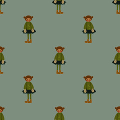 cute girl seamless pattern.for greeting cards, wallpapers, scrapbooking, print, gift wrap, manufacturing,fabric kfor kids.