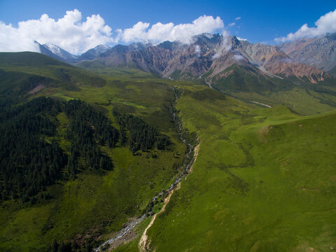 aerial view of high mountain with cloud