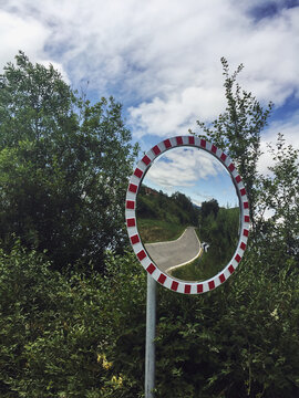 Road reflected in a mirror