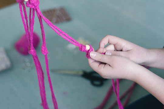 Macrame project, step 5: add beads