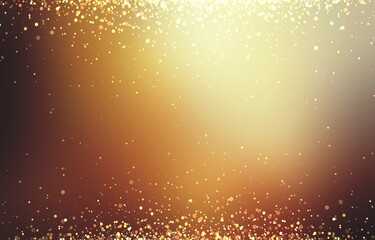 Festive decorative empty background covered golden glitter. Yellow shades. Bokeh sparkles pattern on top on bottom.