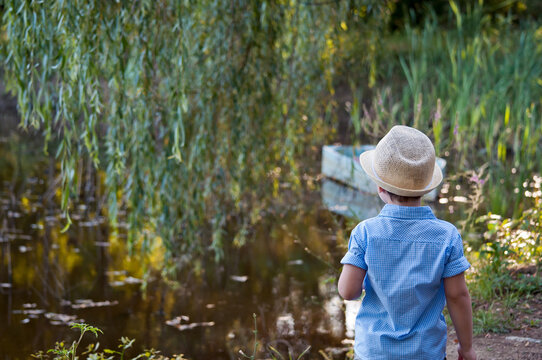 Little boy fishing.