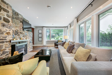 Real estate photography - Beautiful modern fully renovated house with backyard and deck in Montreal's suburb