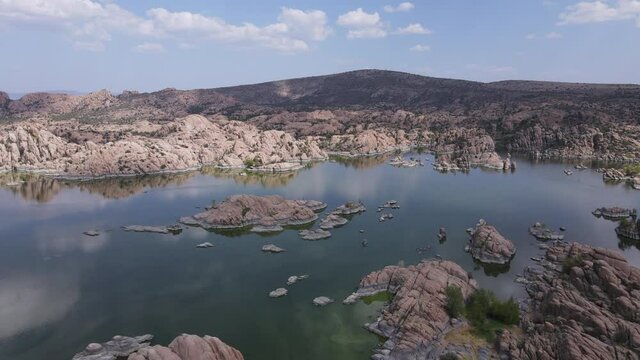 Aerial image of the Boulders of Granite Dell's and Watson Lake in Prescott, Arizona,USA