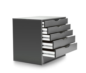 Modern chest of drawers on white background