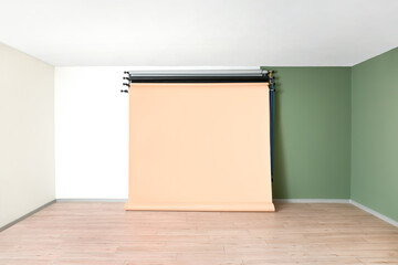 Color backdrop in modern photo studio