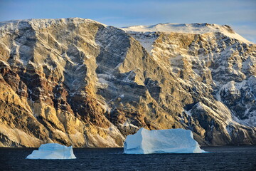 Drifting icebergs. Global warming. Climate change. Antarctica, Arctic. Greenland
