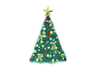 クリスマスツリーの水彩イラスト