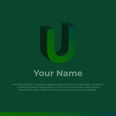 Logotype. Alphabet 3D Logo Letter U. Monogram Logo for your brand and Company