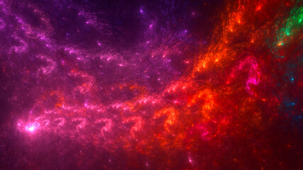 3D rendering abstract multicolor fractal light background