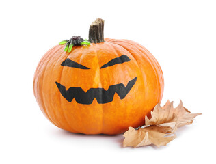 Halloween pumpkin on white background