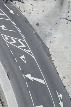 Aerial view of a city road