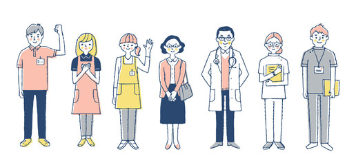 福祉・医療従事者　人物7人セット