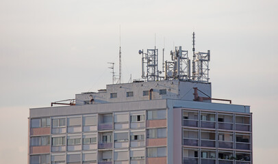 Communication antenna field on  flats roof