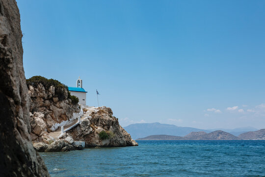 Greek church on rocky island