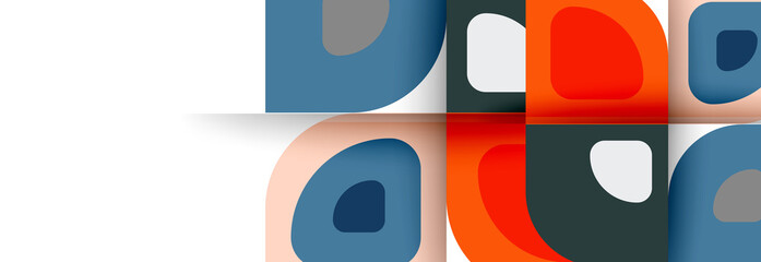 Fototapeta premium Set of vector modern geometric abstract backgrounds with repeating abstract round shapes patterns and shadow effects