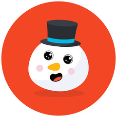 
Flat rounded design of snowman character icon
