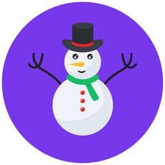 
Flat rounded design of snowman character icon
