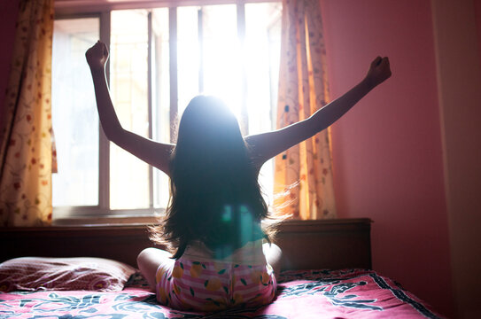 Morning wake up by a teenage girl