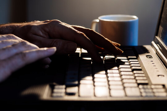 Man working late on a computer