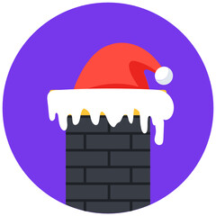 
Santa claus costume, santa hat icon in flat style 
