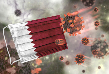 Face mask with flag of Qatar, defending coronavirus