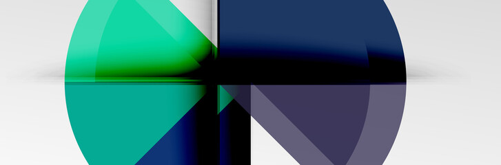 Obraz premium Bright color circles, abstract round shapes and triangles composition with shadow effects. Vector modern geometric design template