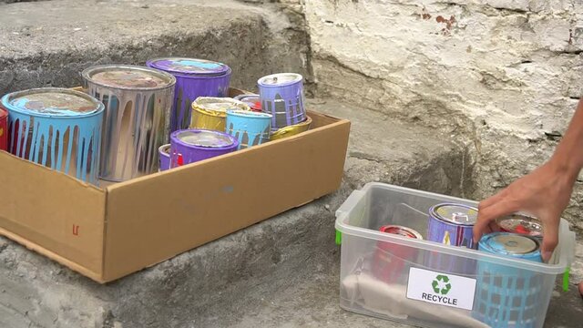 Household Hazardous or Chemical Waste Recycling and Disposal. Old paint products: oil-based, latex and spray paints, caulk, wood preservative and wood stain. Empty metal paint cans recycle