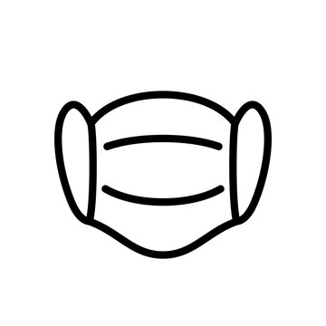 recommend clip art: medical mask line for icon, dentist mask symbol isolated on white, safety mask outline for icon