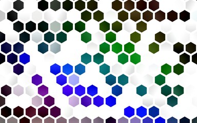 Light Multicolor, Rainbow vector background with hexagons. Illustration with set of colorful hexagons. Beautiful design for your business advert.