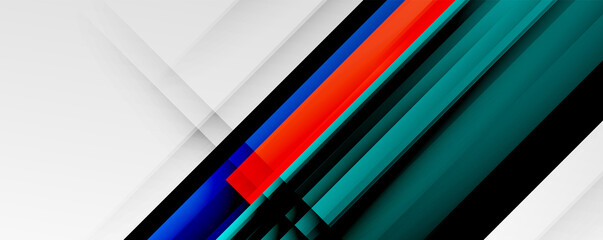 Geometric abstract backgrounds with shadow lines, modern forms, rectangles, squares and fluid gradients. Bright colorful stripes cool backdrops