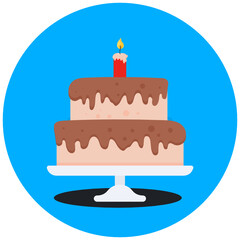 
All time party favorite dessert, drippy chocolate cake flat icon
