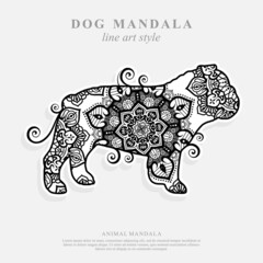 Dog Mandala Vector Line Art Style